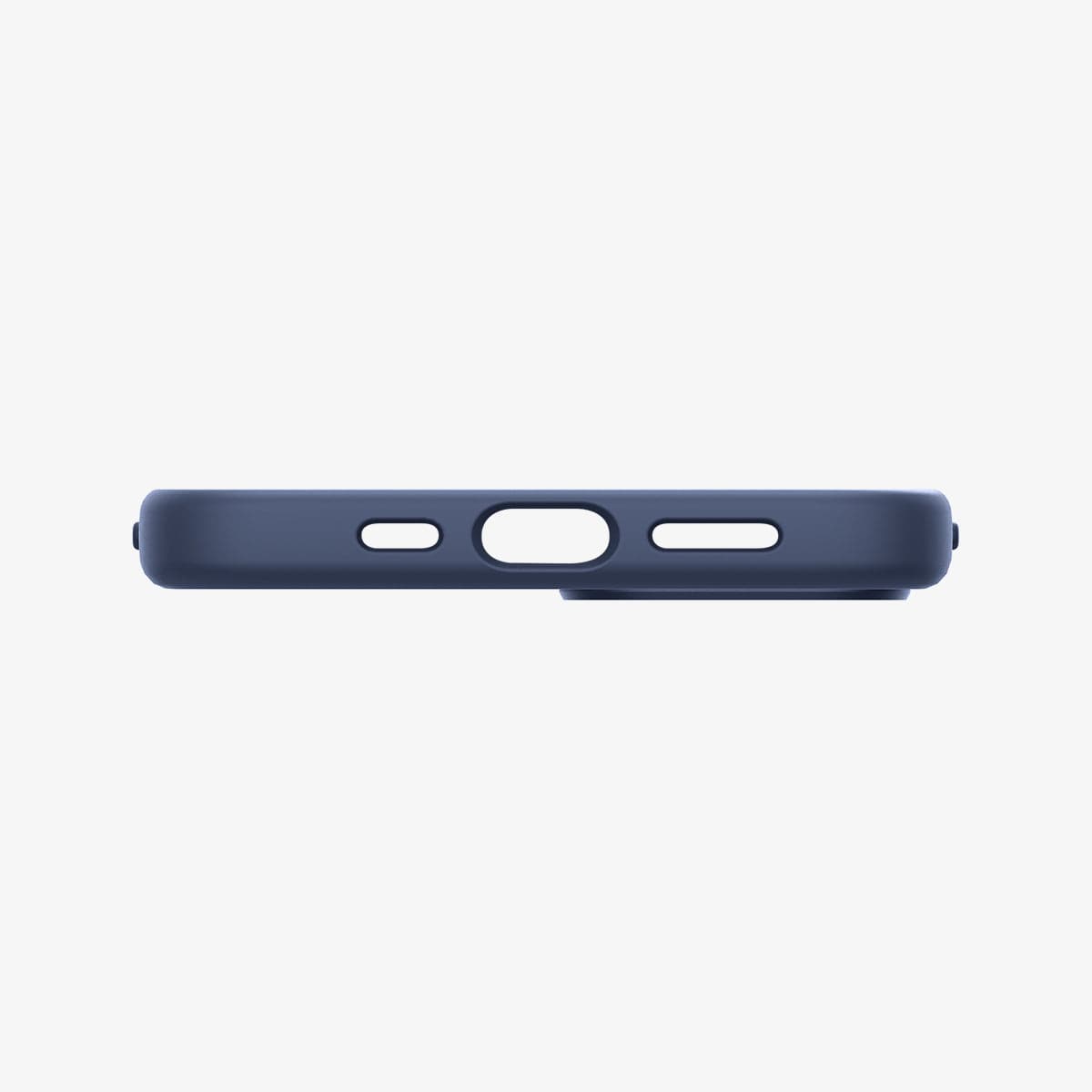 ACS03341 - iPhone 13 Mini Case Silicone Fit in navy blue showing the bottom with precise cutouts
