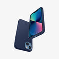 ACS03341 - iPhone 13 Mini Case Silicone Fit in navy blue showing the back, front, bottom and side