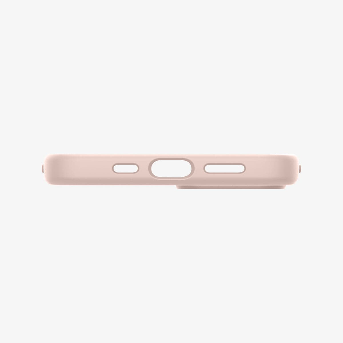 ACS03900 - iPhone 13 Mini Case Silicone Fit in pink showing the bottom with precise cutouts