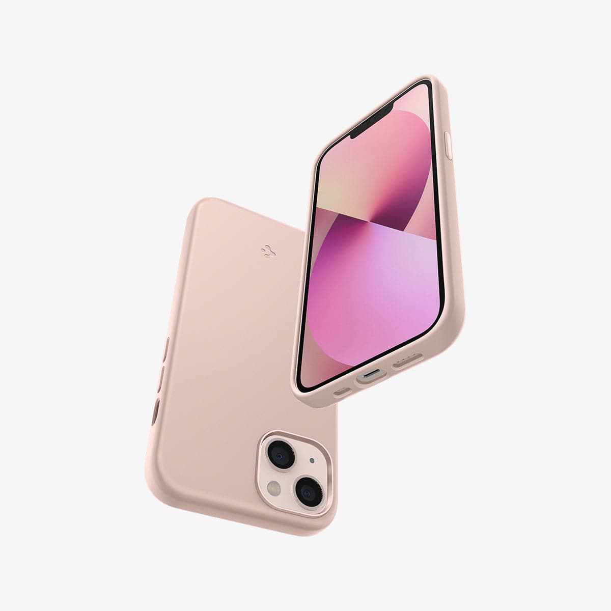 ACS03900 - iPhone 13 Mini Case Silicone Fit in pink showing the back, front, bottom and side