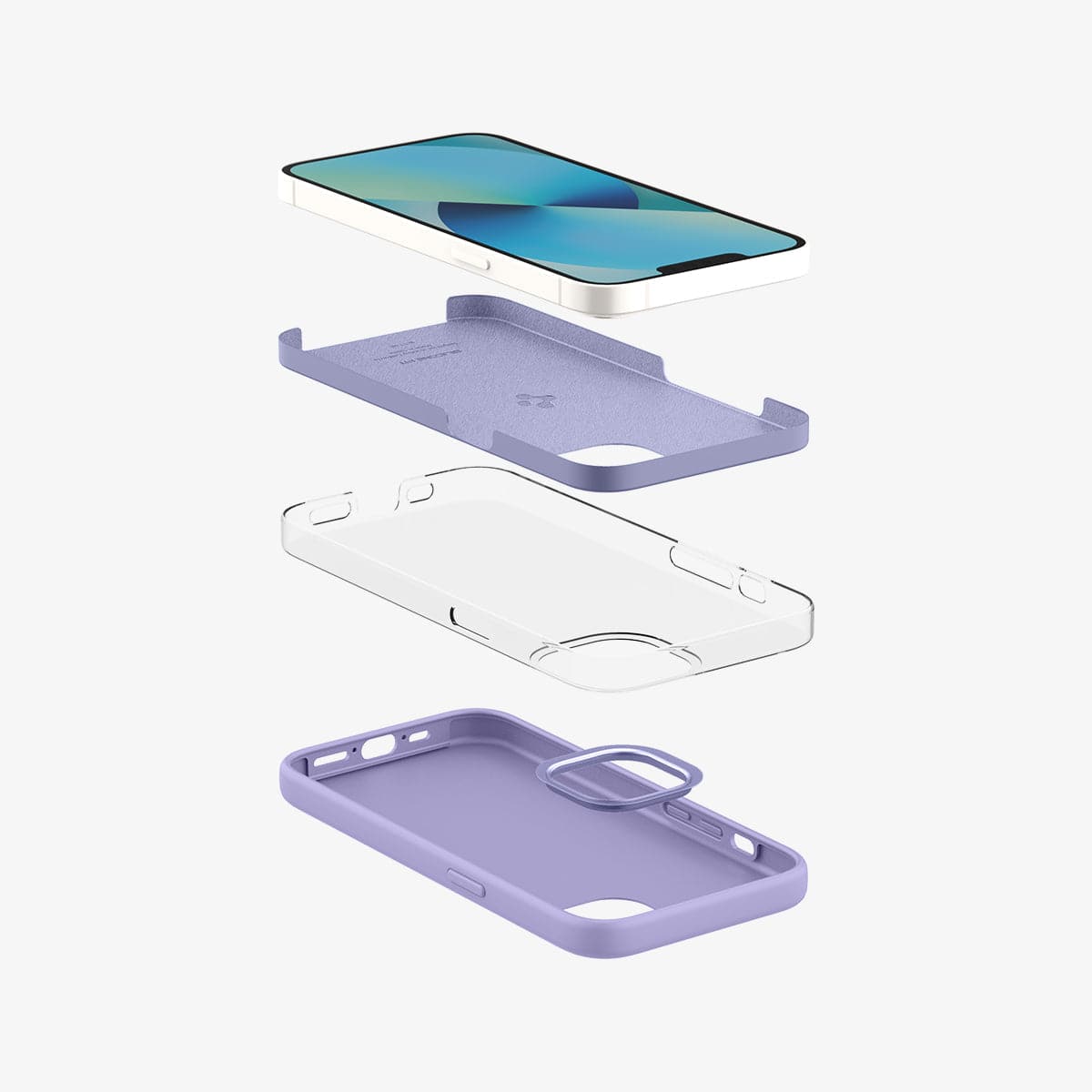 ACS03342 - iPhone 13 Mini Case Silicone Fit in iris purple showing the layer constructs of case