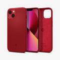 ACS03901 - iPhone 13 Mini Case Silicone Fit in red showing the back, front and inside