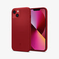 ACS03901 - iPhone 13 Mini Case Silicone Fit in red showing the back and front