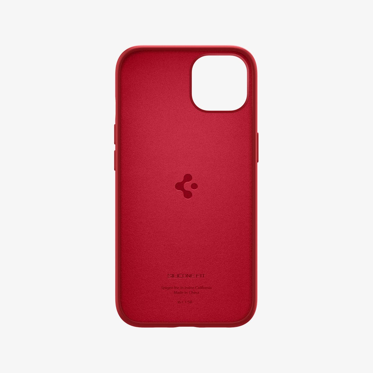 ACS03901 - iPhone 13 Mini Case Silicone Fit in red showing the inside of case