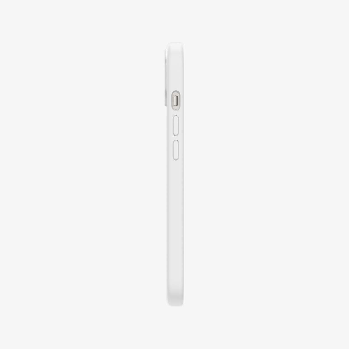 ACS03340 - iPhone 13 Mini Case Silicone Fit in white showing the side with volume controls