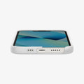 ACS03340 - iPhone 13 Mini Case Silicone Fit in white showing the bottom and partial front