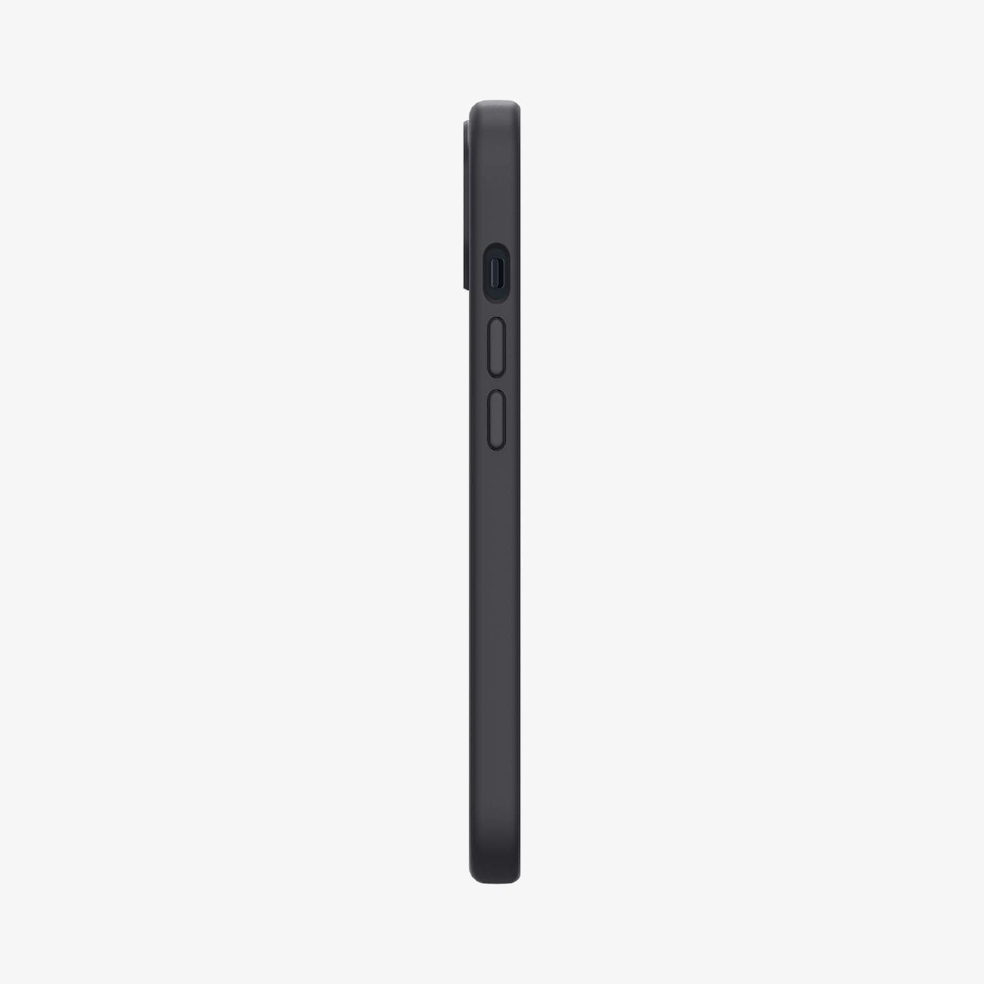 ACS04089 - iPhone 13 Case Silicone Fit MagSafe Compatible in black showing the side with volume controls