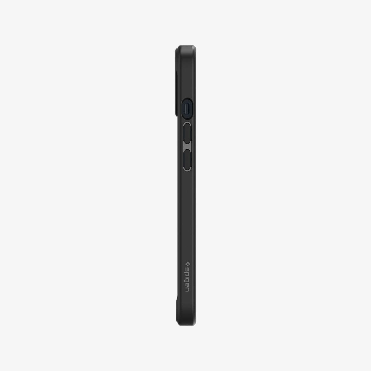 ACS03523 - iPhone 13 Case Ultra Hybrid in matte black showing the side with volume controls
