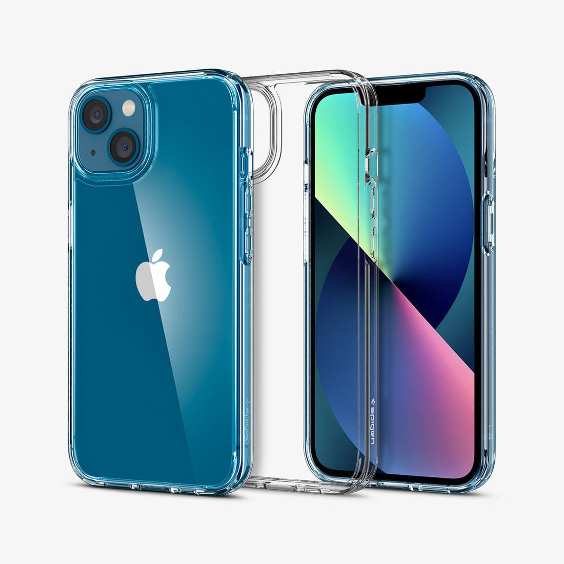 ACS03522 - iPhone 13 Case Ultra Hybrid in crystal clear showing the back, inside and front