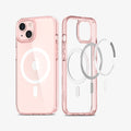 ACS03530 - iPhone 13 Case Ultra Hybrid Mag Safe Compatible in rose crystal showing the back and inside magnetic ring layers
