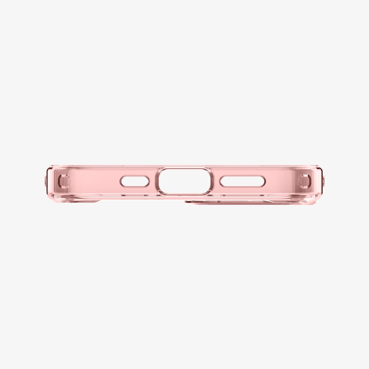 ACS03530 - iPhone 13 Case Ultra Hybrid Mag Safe Compatible in rose crystal showing the bottom with precise cutouts