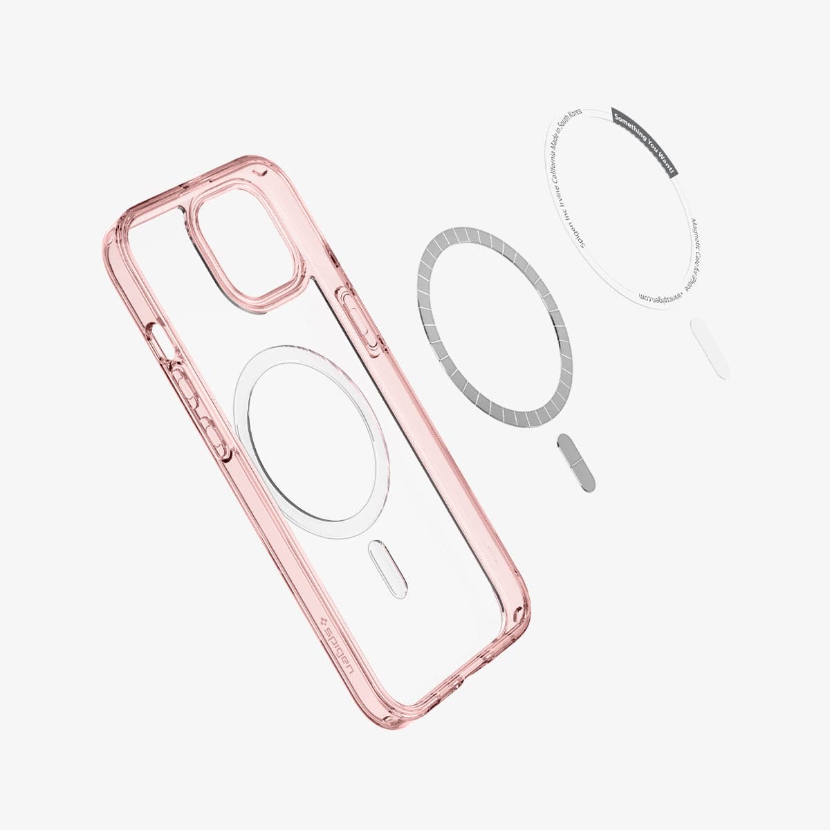 ACS03530 - iPhone 13 Case Ultra Hybrid Mag Safe Compatible in rose crystal showing the inside magnetic ring layers