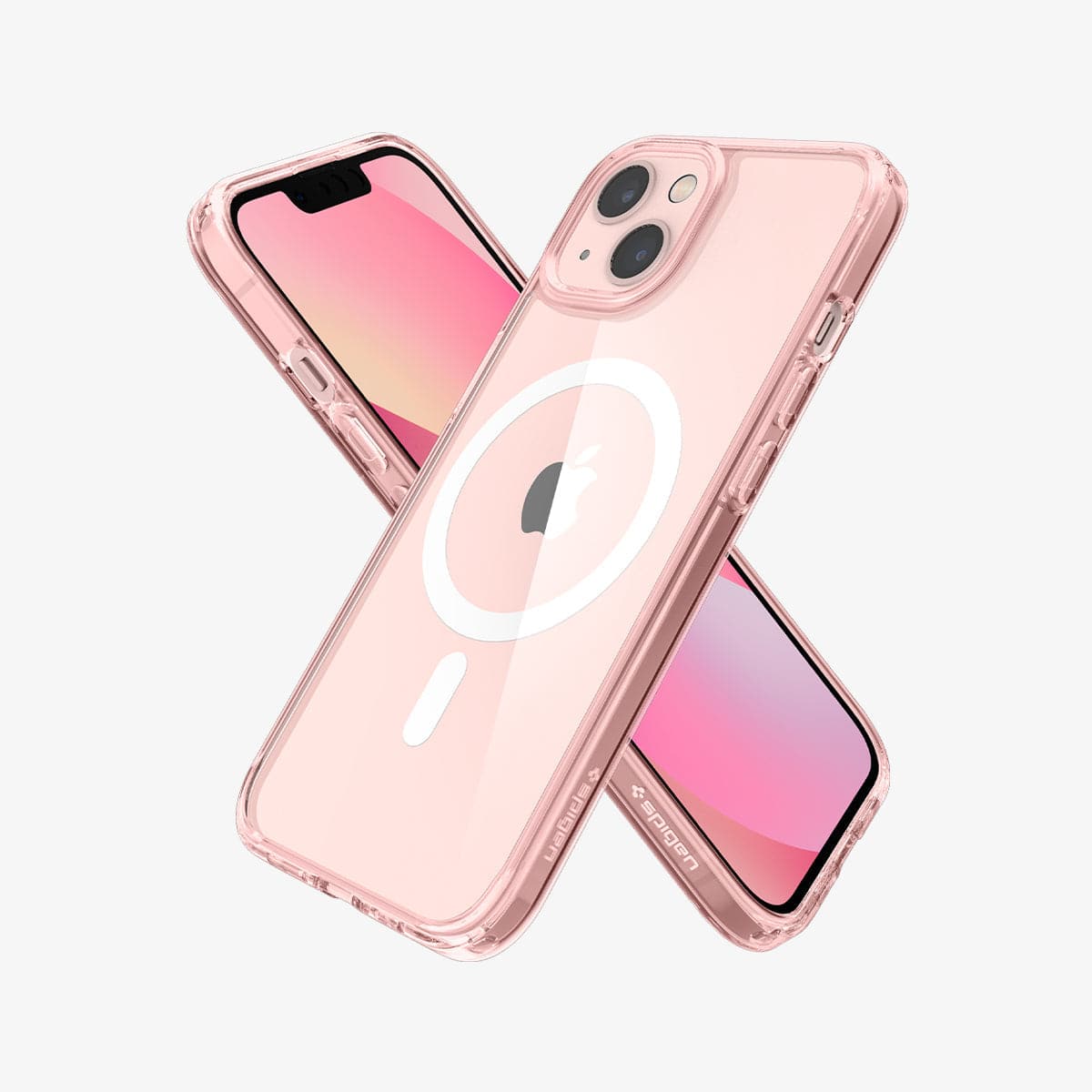 ACS03530 - iPhone 13 Case Ultra Hybrid Mag Safe Compatible in rose crystal showing the back, front and sides