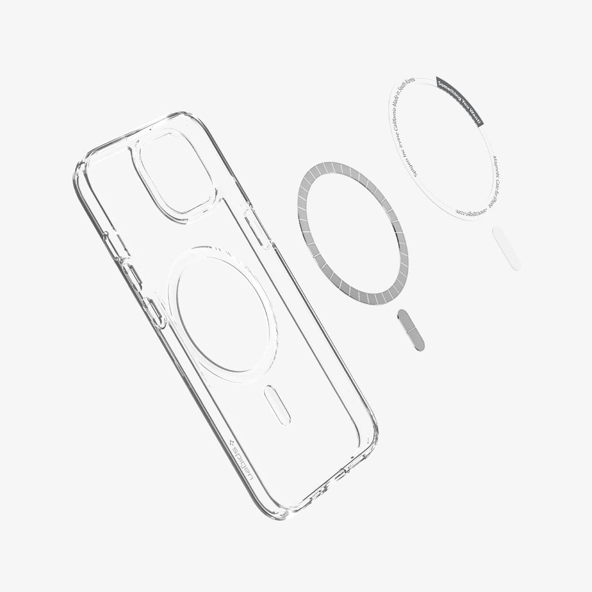 ACS03528 - iPhone 13 Case Ultra Hybrid Mag Safe Compatible in white showing the inside magnetic ring layers