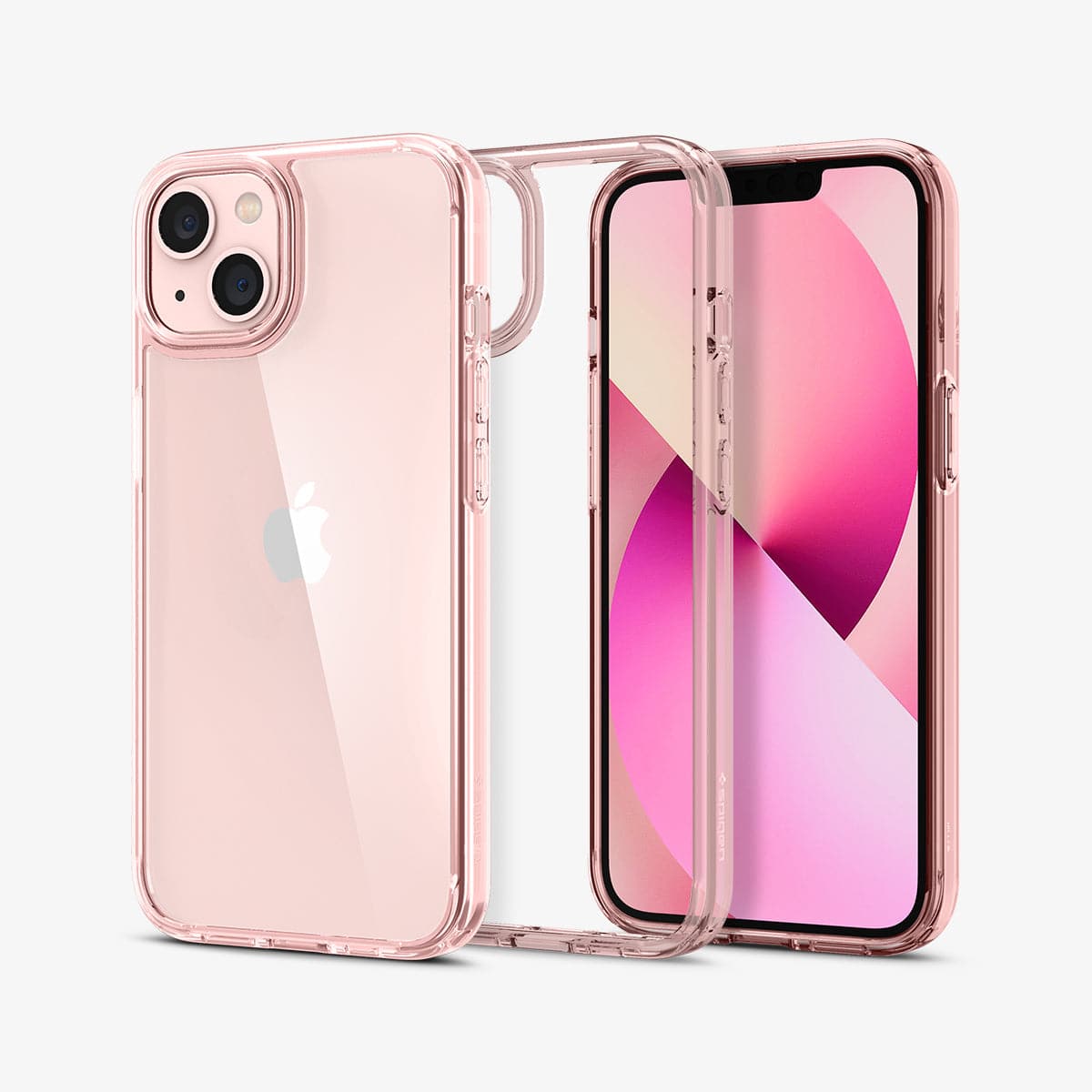 ACS03525 - iPhone 13 Case Ultra Hybrid in rose crystal showing the back, inside and front