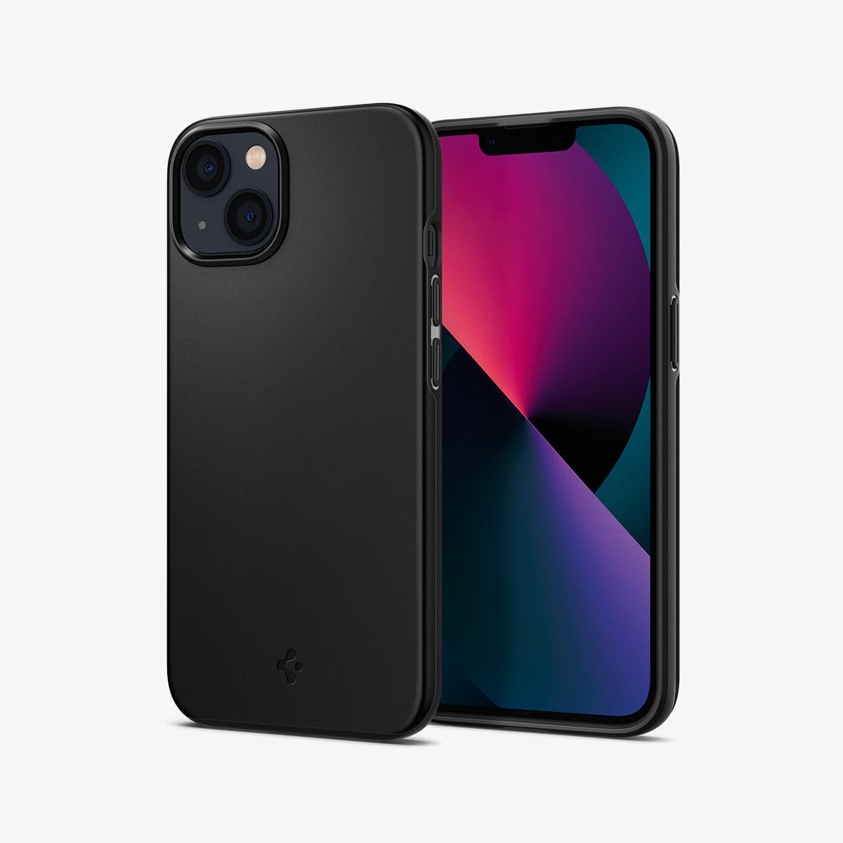 ACS03678 - iPhone 13 Mini Case Thin Fit in black showing the back and front