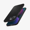ACS03678 - iPhone 13 Mini Case Thin Fit in black showing the back, front, sides, top and bottom