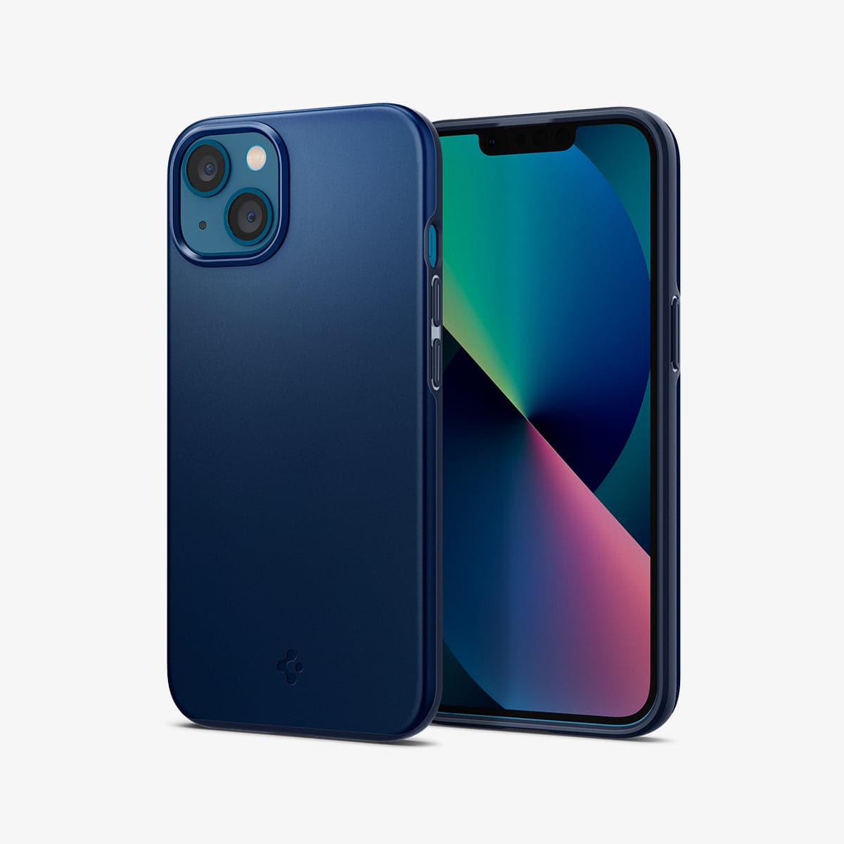 ACS03307 - iPhone 13 Mini Case Thin Fit in navy blue showing the back and front