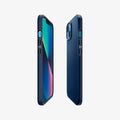 ACS03307 - iPhone 13 Mini Case Thin Fit in navy blue showing the sides, partial back and front