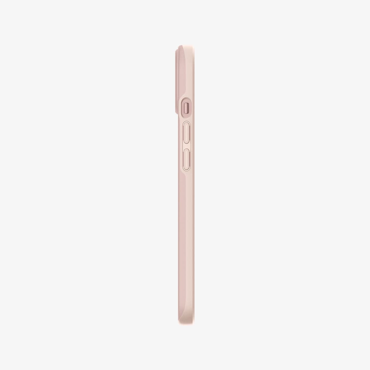 ACS03679 - iPhone 13 Mini Case Thin Fit in pink sand showing the side with volume controls