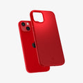 ACS03306 - iPhone 13 Mini Case Thin Fit in red showing the back with case hovering away from device
