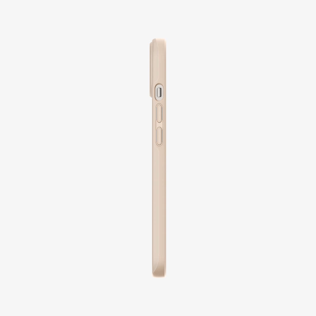 ACS03309 - iPhone 13 Mini Case Thin Fit in sand beige showing the side with volume controls