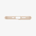 ACS03309 - iPhone 13 Mini Case Thin Fit in sand beige showing the bottom with precise cutouts