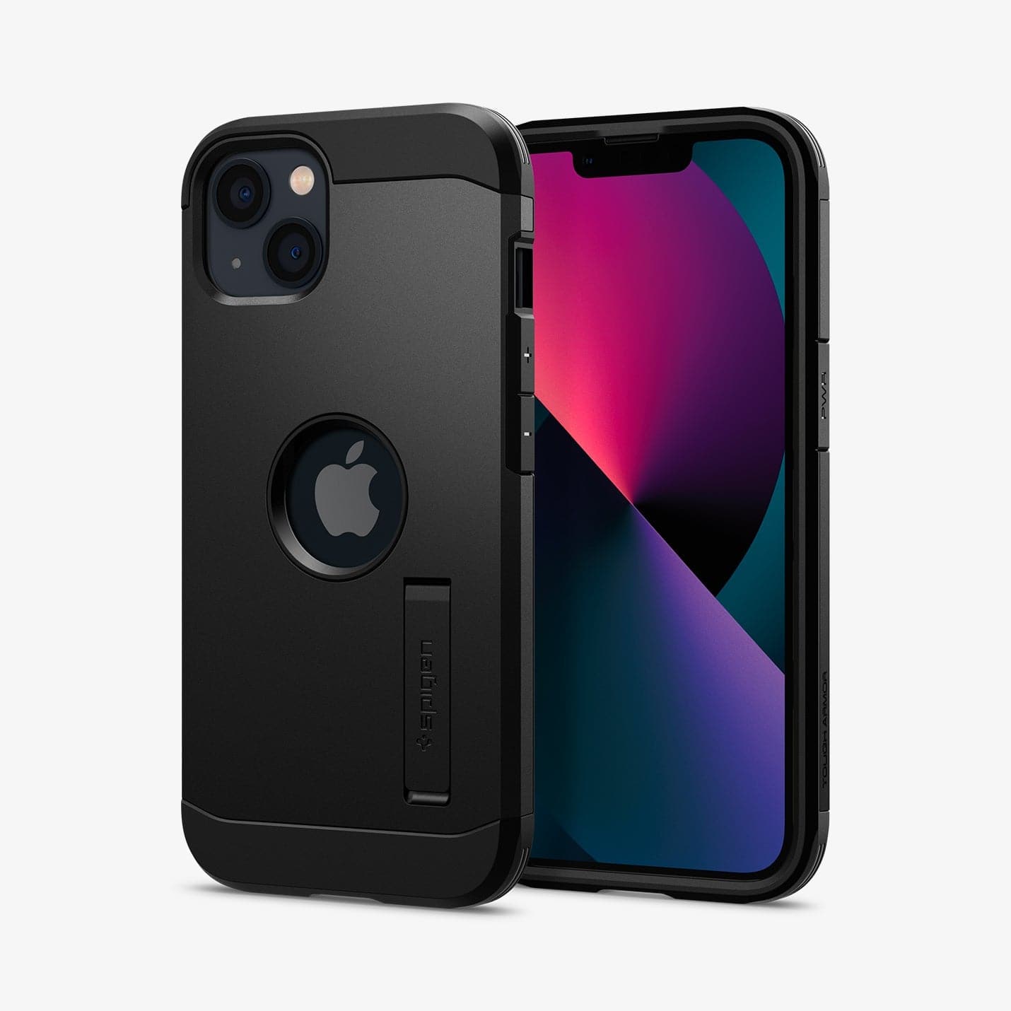 ACS03331 - iPhone 13 Mini Case Tough Armor in black showing the back and front