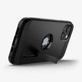 ACS03331 - iPhone 13 Mini Case Tough Armor in black showing the bottom and back with kickstand out