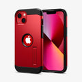 ACS03332 - iPhone 13 Mini Case Tough Armor in red showing the back and front