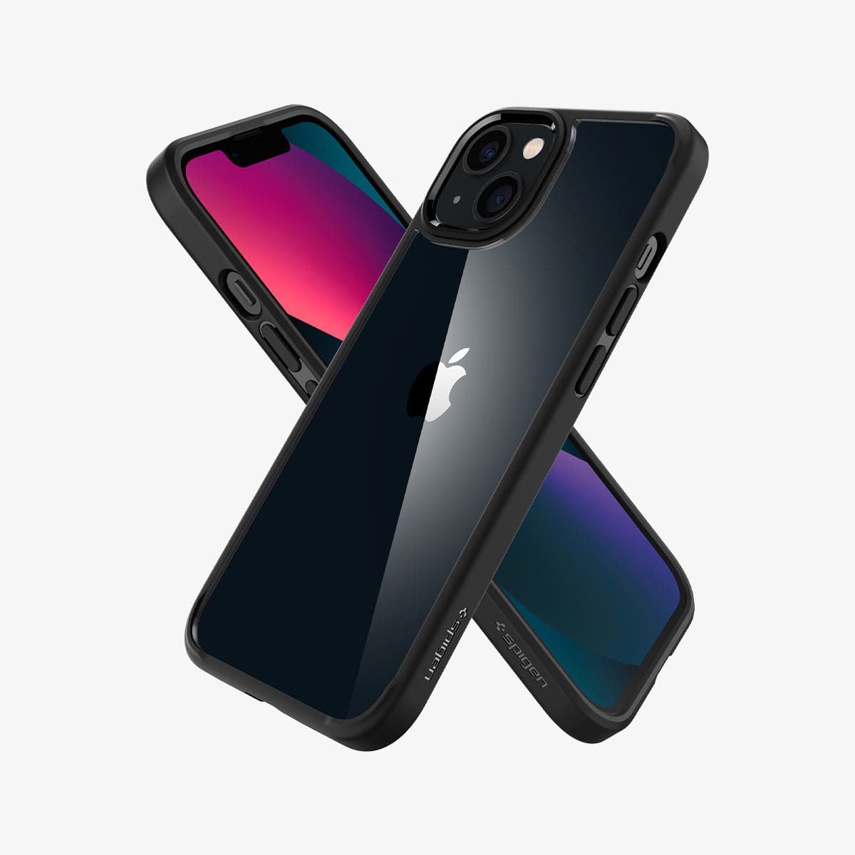 ACS03318 - iPhone 13 Mini Case Ultra Hybrid in matte black showing the back, front and sides