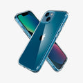 ACS03317 - iPhone 13 Mini Case Ultra Hybrid in crystal clear showing the back, front and sides