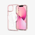 ACS03324 - iPhone 13 Mini Case Ultra Hybrid Mag Safe Compatible in rose crystal showing the inside and front