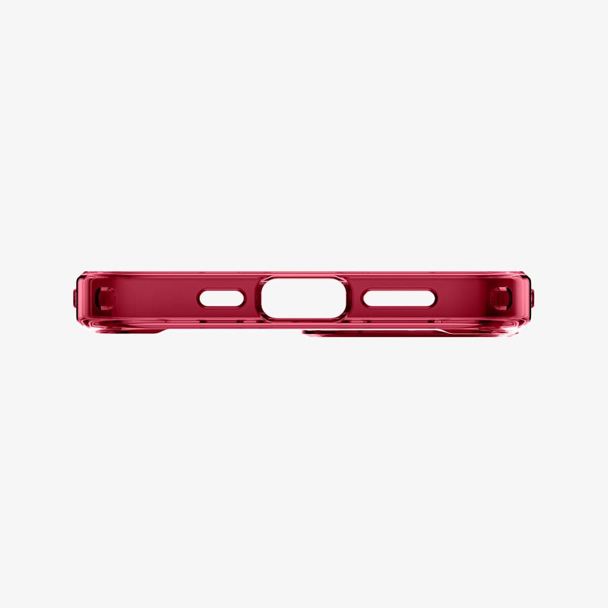 ACS03319 - iPhone 13 Mini Case Ultra Hybrid in red crystal showing the bottom with precise cutouts