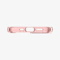 ACS03320 - iPhone 13 Mini Case Ultra Hybrid in rose crystal showing the bottom with precise cutouts