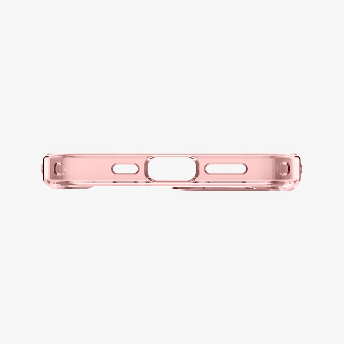 ACS03320 - iPhone 13 Mini Case Ultra Hybrid in rose crystal showing the bottom with precise cutouts