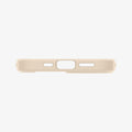 ACS03321 - iPhone 13 Mini Case Ultra Hybrid in sand beige showing the bottom with precise cutouts