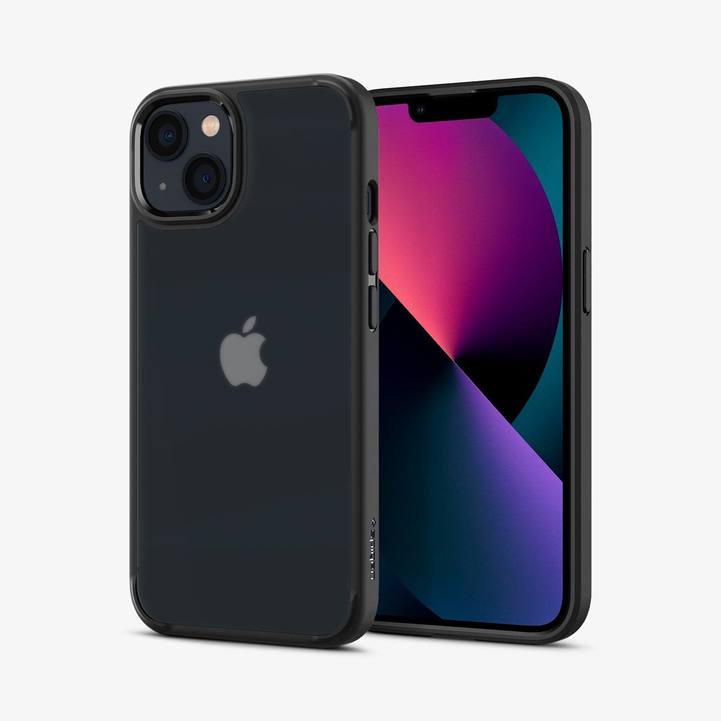 ACS03625 - iPhone 13 Mini Case Ultra Hybrid Matte in frost black showing the back and front