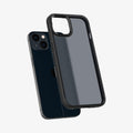 ACS03625 - iPhone 13 Mini Case Ultra Hybrid Matte in frost black showing the back hovering above device back