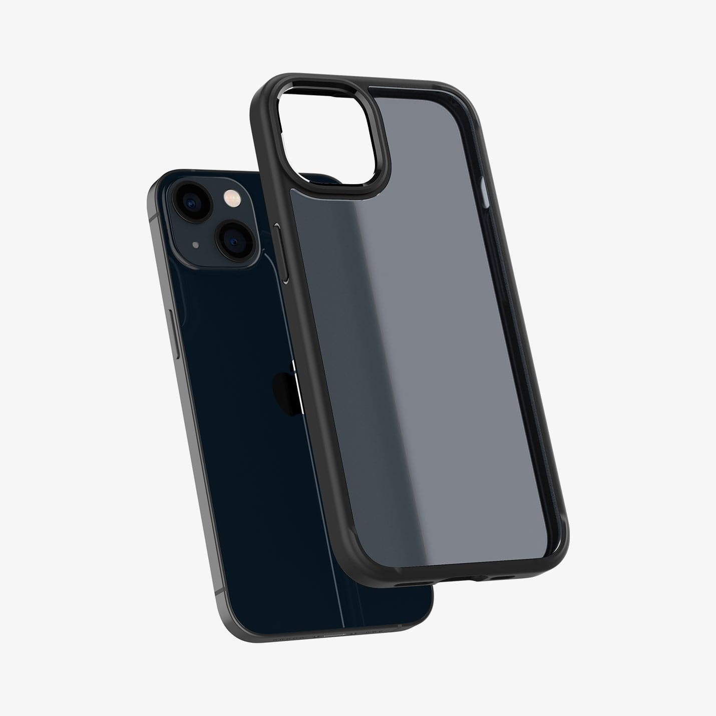 ACS03625 - iPhone 13 Mini Case Ultra Hybrid Matte in frost black showing the back hovering above device back