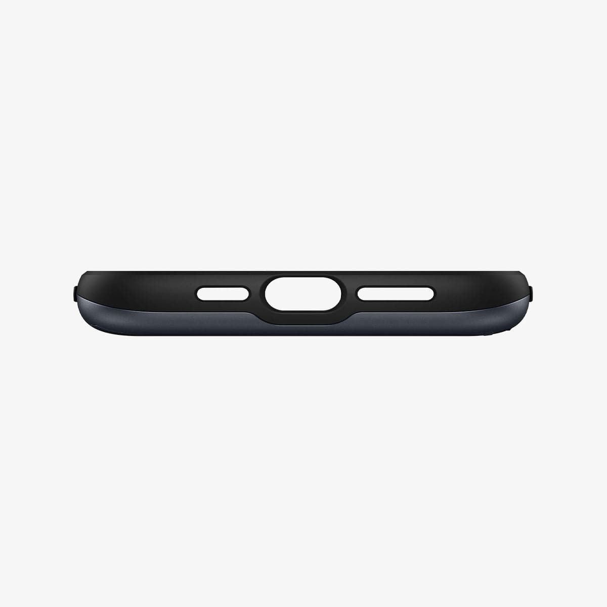 ACS03220 - iPhone 13 Pro Max Case Slim Armor CS in metal slate showing the bottom with precise cutouts