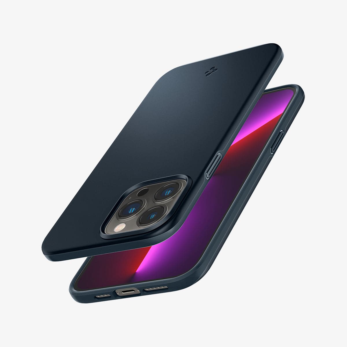 ACS03192 - iPhone 13 Pro Max Case Thin Fit in metal slate showing the back, front, sides, top and bottom