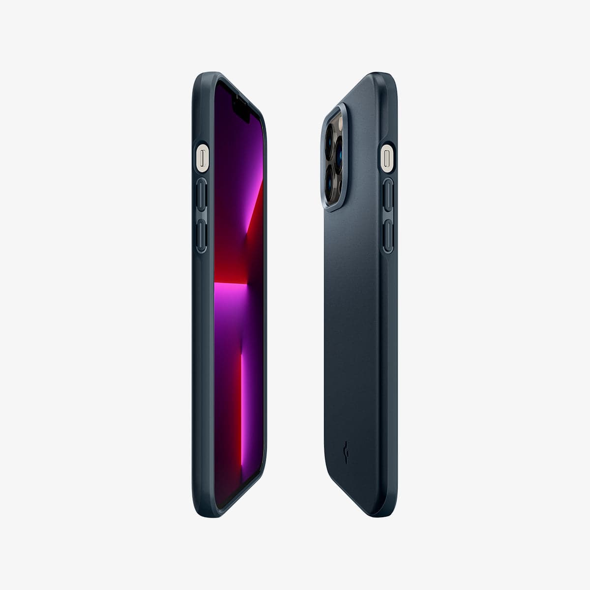 ACS03192 - iPhone 13 Pro Max Case Thin Fit in metal slate showing the sides, partial back and front