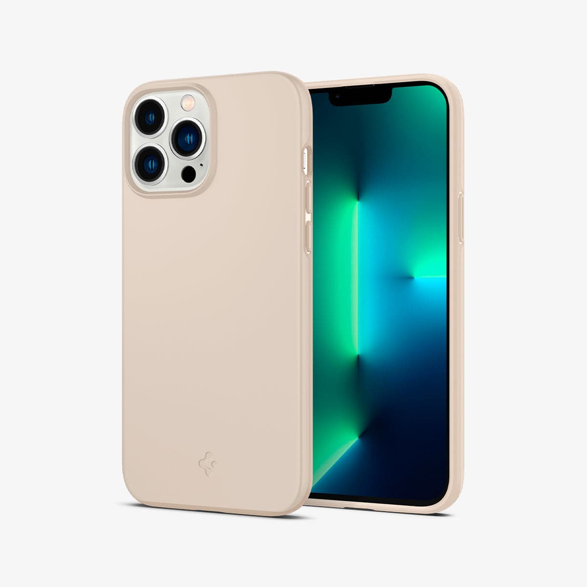 ACS03195 - iPhone 13 Pro Max Case Thin Fit in sand beige showing the back and front