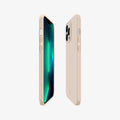 ACS03195 - iPhone 13 Pro Max Case Thin Fit in sand beige showing the sides, partial back and front