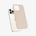 ACS03195 - iPhone 13 Pro Max Case Thin Fit in sand beige showing the back with case hovering away from device