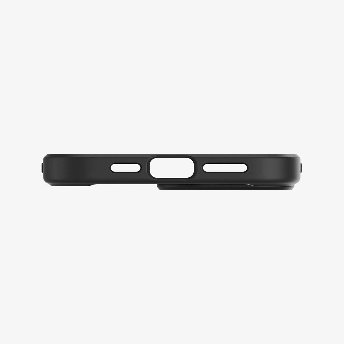 ACS03205 - iPhone 13 Pro Max Case Ultra Hybrid in matte black showing the bottom with precise cutouts