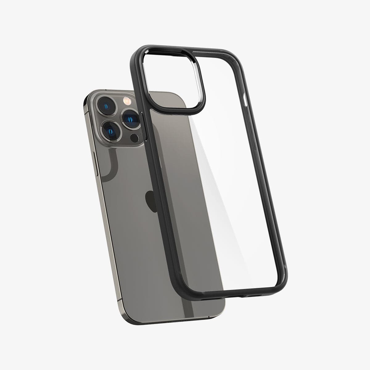 ACS03205 - iPhone 13 Pro Max Case Ultra Hybrid in matte black showing the back with case hovering away from device