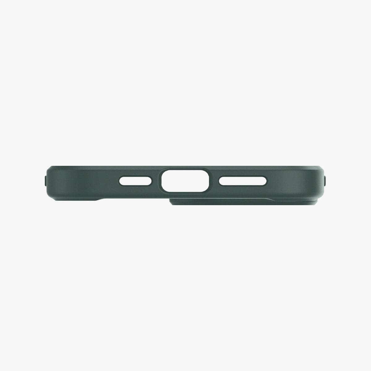 ACS04558 - iPhone 13 Pro Max Case Ultra Hybrid in midnight green showing the bottom with precise cutouts