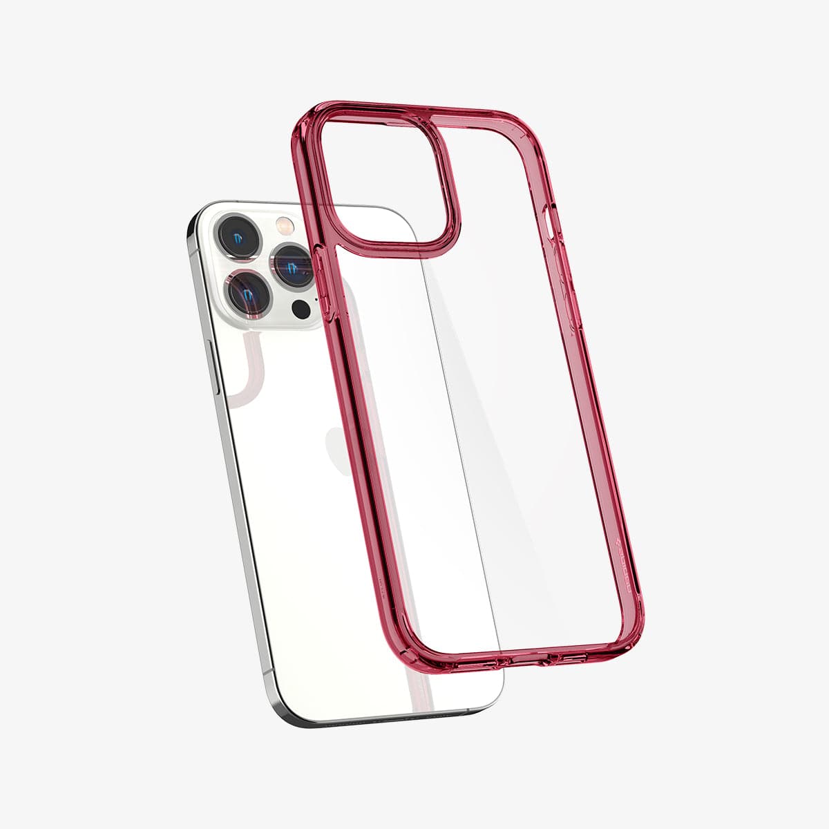 ACS03206 - iPhone 13 Pro Max Case Ultra Hybrid in red crystal showing the back with case hovering away from device
